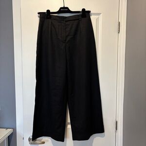 Carven Wool Black Wide-Leg Trousers, FR 38/US M, Classic Career-wear Chic